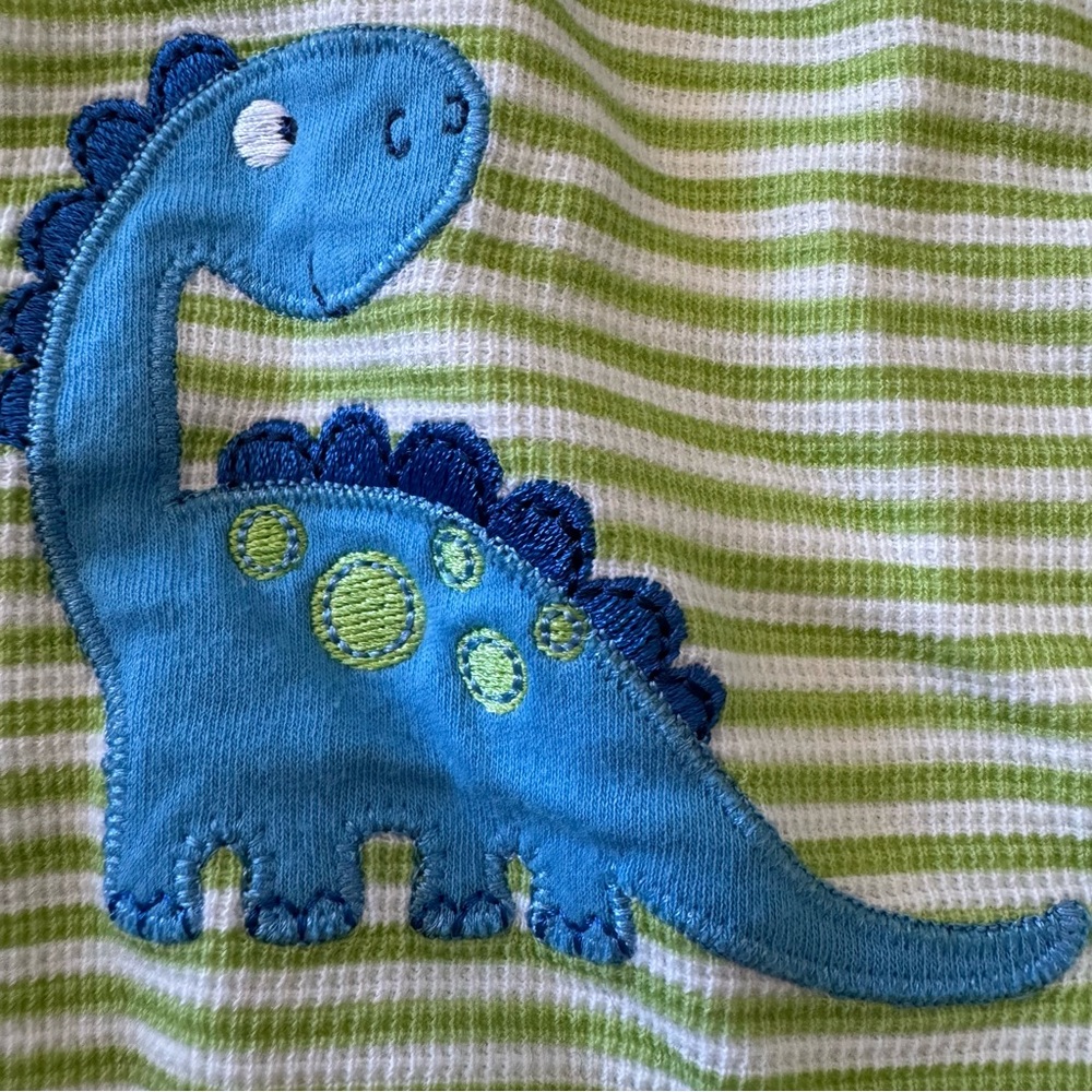 Gerber Green and Blue Bodysuit with Dinosaur Design - Picture 2 of 4